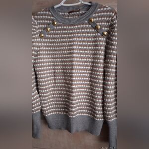 Belldini Heathered Gray,Wht,& Iced mocha Patterned Sweater NEW SIZE LARGE